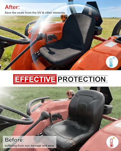 StarknightMT Tractor Seat Cover Waterproof Oxford Fabric Fast Install - color: Black