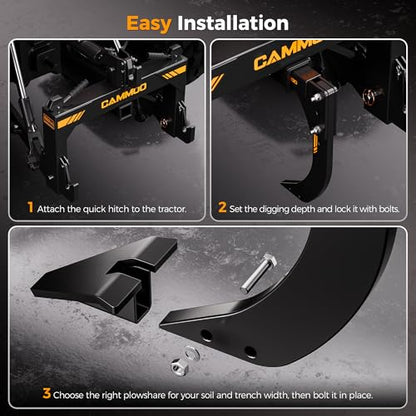CAMMOO Hitch Mounted Trencher Ripper, 2" Receiver, Black - color: Black
