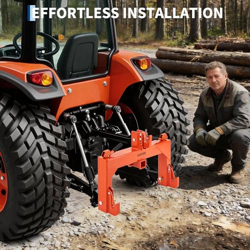 IDEALHOUSE 3-Point Quick Hitch with 2" Receiver & Versatile Top Adapter - color: Orange