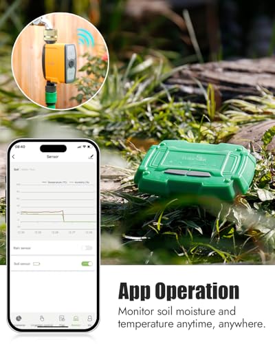 RAINPOINT WiFi Water Timer with WiFi Soil Moisture Sensor, WiFi Hose Timer for Lawn,WiFi Sprinkler Controller via APP/Voice Control,Automatic Watering System