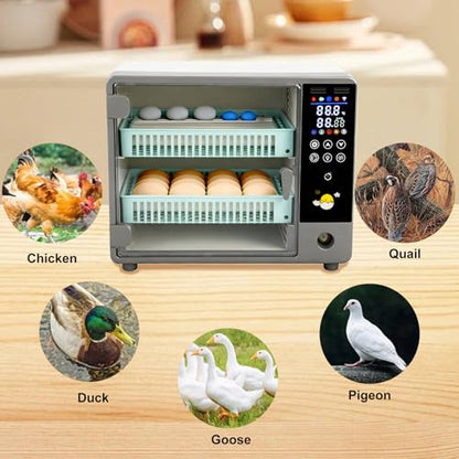 24 Egg Incubator Auto Turner Water Control Adjustable Tray Candler
