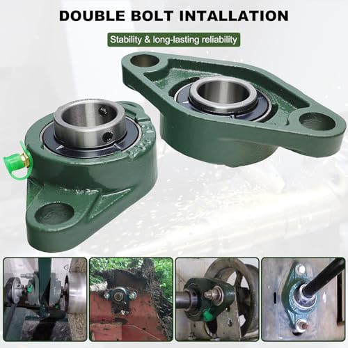 2 Pack UCFL205-16 Pillow Block Bearing, Flange Mount Ball Bearing Unit, 1" Bore, 2-Bolt Flange, Self Aligning Cast Iron Housing, Set Screw Locking Style Flange Pillow Block Bearing (UCFL205) - style: UCFL205-16