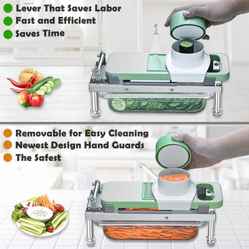All-in-1 Vegetable Chopper with 8 Blades - Mandoline Slicer-Pro Food Chopper with Container - Veggie Salad Onion Chopper - Potato Dicer French Fry Cutter - Cheese Grater - Stainless Steel material - color: 8 Blade