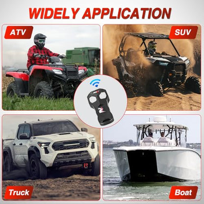 Nilight ATV UTV Electric Winch 12V 4500 lb w Synthetic Rope Remote Control - size: 4500lbs