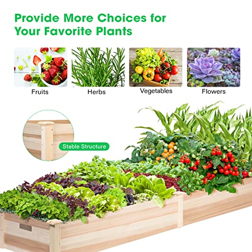 VIVOSUN 8×2Ft Wooden Raised Garden Bed, 97 x 25 x 11 Inches, Outdoor Wood Planter Box with Gloves and a Liner for Garden, Patio, Balcony, Backyard and Outdoors (Pack of 2) - size: 97 x 25 x 11 Inches (Pack of 2)