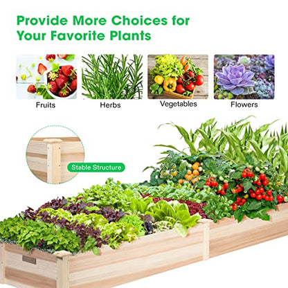 VIVOSUN 8×2Ft Wooden Raised Garden Bed, 97 x 25 x 11 Inches, Outdoor Wood Planter Box with Gloves and a Liner for Garden, Patio, Balcony, Backyard and Outdoors (Pack of 2) - size: 97 x 25 x 11 Inches (Pack of 2)