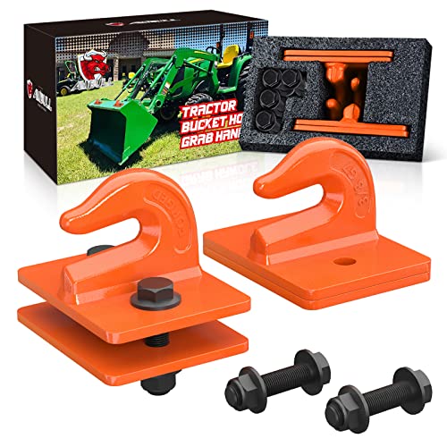 Tractor Bucket Grab Hook Grade 70 Forged Steel Bolt On Grab Hook 3/8" Tow Hook Mount with Backer Plate, Work Well for Tractor Bucket, RV, UTV, Truck, Max 15,000 lbs, 2 Pack, Orange - color: Orange