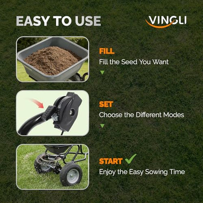VINGLI 110LB Fertilizer Spreader Tow-Behind w/ 11.4" Tire & 10 Drop Rate