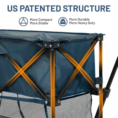 Timber Ridge 400L Folding Double Decker Wagon with Brakes, 54" Extra Long - color: Blue, size: Double Decker