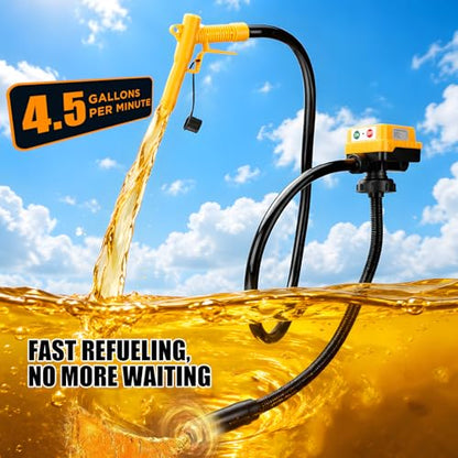 4.5 GPM Cordless Fuel Transfer Pump with 51" PVC hose (Bare tool) - color: yellow+black