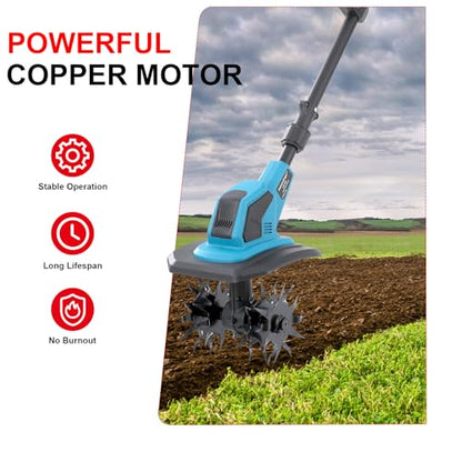 Cordless Tiller Cultivator Compatible with Makita 18V Battery(Not Included),Folding Electric Rototiller,Garden Tiller for Garden Lawn