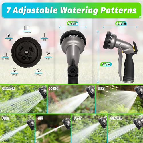 AUTOMAN Garden Hose Nozzle - 2 Pack, 100% Metal High Pressure Spray Nozzle, Labor-Saving Design, Heavy Duty for Garden Watering, Car Washing, Window Cleaning, Pets Bathing - color: Metalic Silver