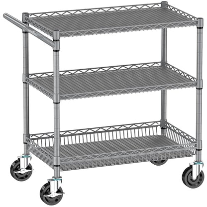 Folews Heavy Duty Rolling Cart with Wheels, 990LBS Metal Utility Cart - style: Gray