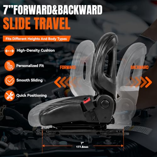 Universal Forklift Seat, Wing Back Mechanical Suspension Cushion