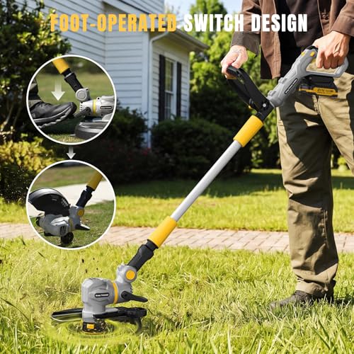 12" 21V Weed Wacker Cordless, 2 in 1 String Trimmer and Edger - color: Yellow
