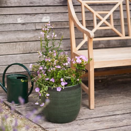 Creative Co-Op Textured Stoneware Planter, Green - color: Matte Green
