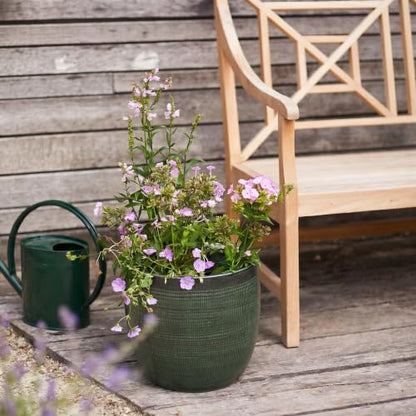 Creative Co-Op Textured Stoneware Planter, Green - color: Matte Green