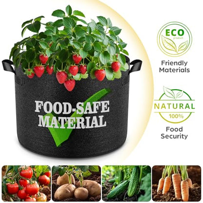 Jorvila 5-Pack 5 Gallon Grow Bags - color: Black, size: 5 Gallon