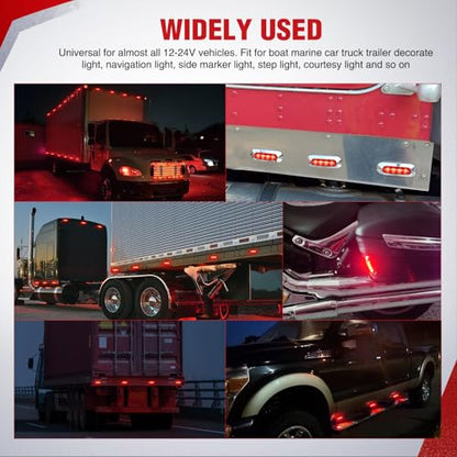 Nilight 3.7" Red Oval Side Marker Light, 4 LED IP68 Waterproof - color: Red 3.7" 10Pcs