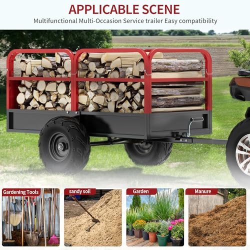 YITAMOTOR 1600 lbs ATV Dump Trailer, Tow Behind Dump Cart 22 Cubic Feet | Heavy Duty Yard Garden Trailer Pull Behind for Lawn Mower Trailer, Alloy SteelBed & 25" Height Guardrail - size: 1600lbs&22 Cu.Ft