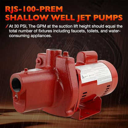 RJS-100-PREM Premium Cast Iron Shallow Well Jet Pump