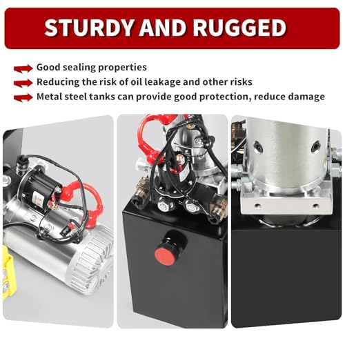 Nakkaa 12V DC 10 Quart Hydraulic Power Device Double Acting Hydraulic Pump - size: 10 Quart Double