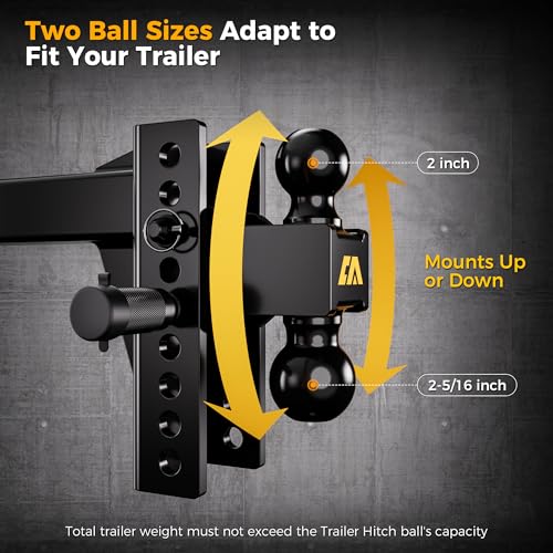 CAMMOO Adjustable Trailer Hitch for 2inch Receiver & 6 inch Rise/Drop Hitch - size: 2"x6"