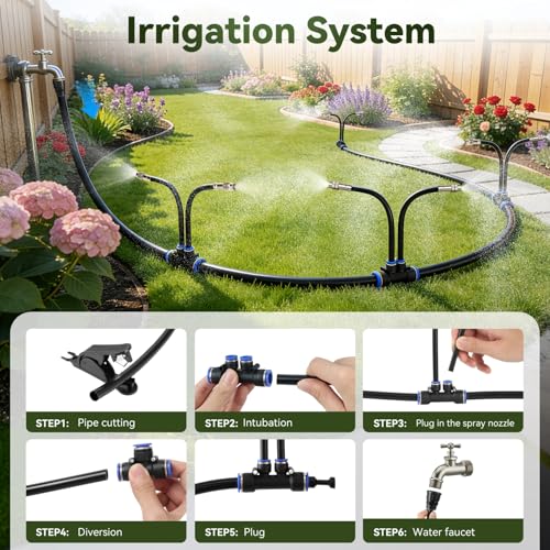 75FT High-Flow Garden Irrigation System, 12mm Main Tubing, 40 Nozzles - size: 75Ft