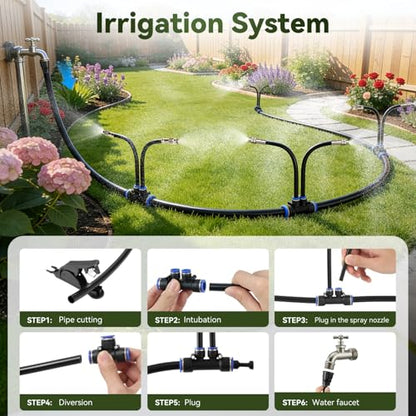 75FT High-Flow Garden Irrigation System, 12mm Main Tubing, 40 Nozzles - size: 75Ft