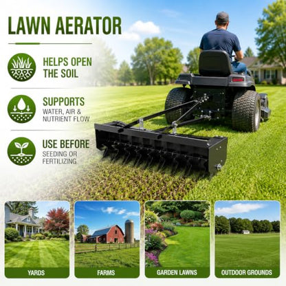 35-Inch Spike Lawn Aerator Tow Behind, 400 lb Tray and Universal Hitch