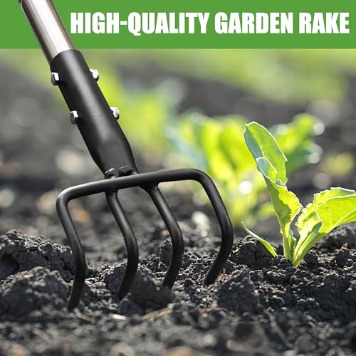 4-Tine Garden Hand Tiller Cultivator, 55" Adjustable Long Handle