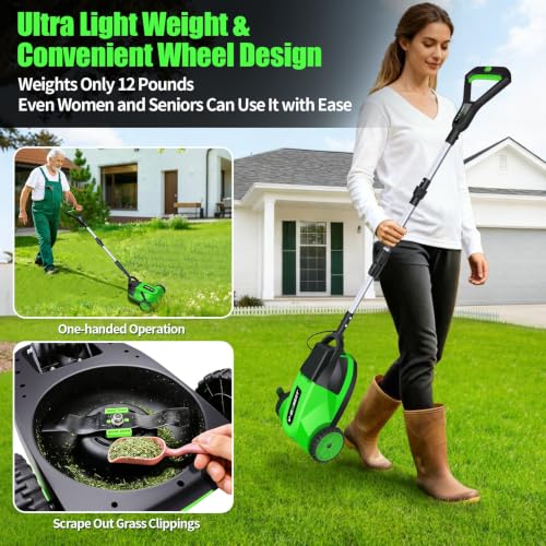 Small Electric Lawn Mower, Mini Cordless Lawn Mower with 2x4.0Ah Batteries