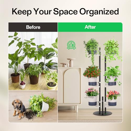 VIVOSUN Metal Plant Stand, 6-Tier Vertical Planter Tower with Self-Watering - size: 6-Tier-White