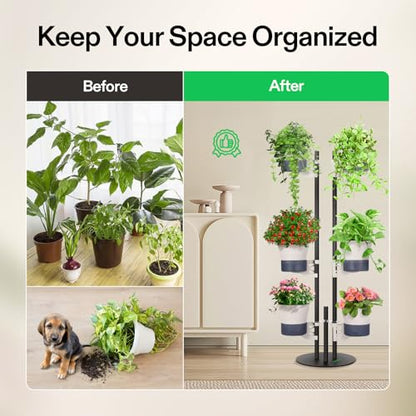 VIVOSUN Metal Plant Stand, 6-Tier Vertical Planter Tower with Self-Watering - size: 6-Tier-White