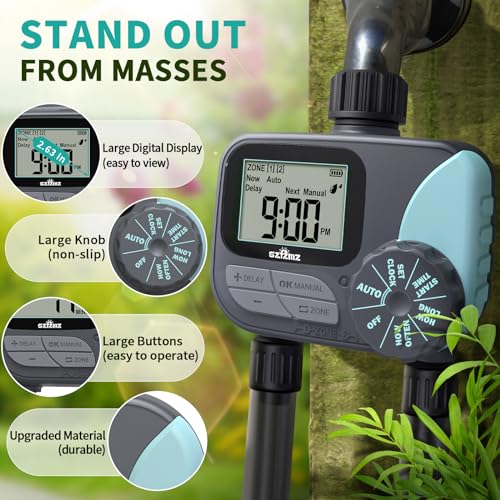 Sprinkler Timer for Garden Hose, Rain Delay/Manual/Automatic Irrigation System, Outdoor Irrigation Timer Controller for Lawn Yard