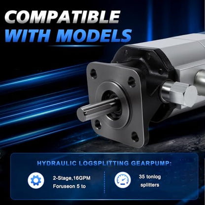 16GPM 2-Stage Hydraulic Log Splitter Pump 3000PSI 1'' Inlet 1/2'' NPT - size: 16GPM