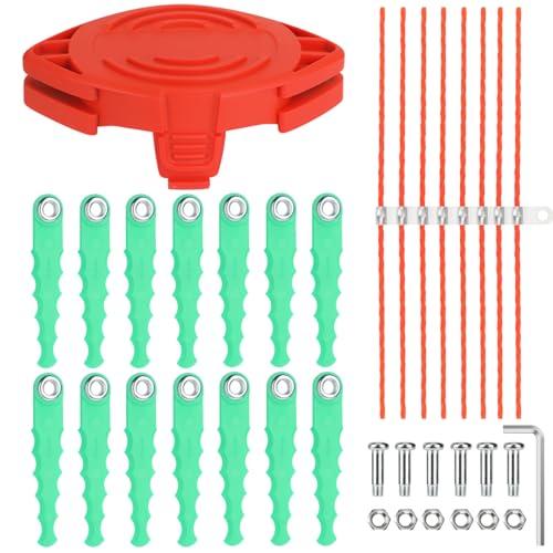 SF-080 String Trimmer Blades Head Compatible with Black Decker SF-080-BKP GH3000 LST540 GH3000R LST540B Weed Eater,with 14 Pack Quickload Blades & 8 Pack 0.11" Flexible Line Parts (30 Pack) - color: Black Decker SF-080 1Head+8Line+14Blades