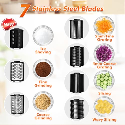 Anatole 7-In-1 Electric Cheese Grater Ice Shaver Vegetable Shredder 250W