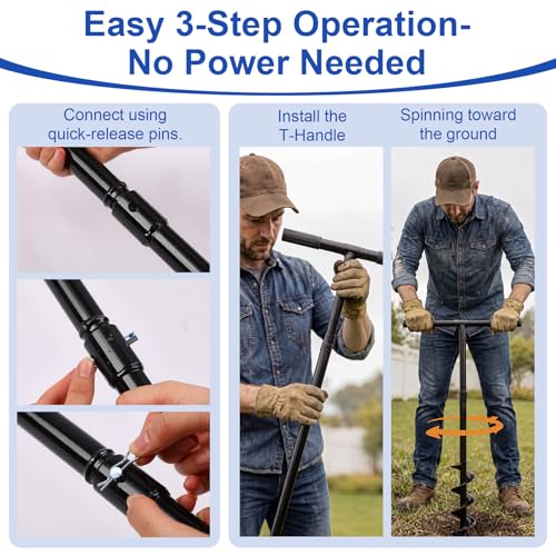 Lothee 228 Inch Steel Auger Well Drilling Kit for Garden Irrigation
