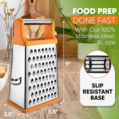 Spring Chef Stainless Steel XL Cheese Grater for Kitchen, Mango - color: Mango