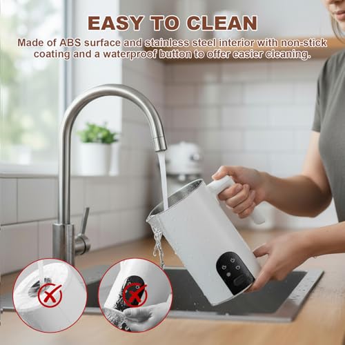 4 in 1 Electric Milk Frother Automatic Hot & Cold Foam Maker Auto Shut-Off Durable Stainless Steel Milk Frother Silent Working Easy to Clean for Cappuccino, Hot Chocolate (White) - color: White