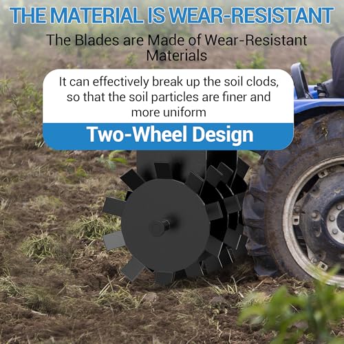 2 Pieces Heavy Duty Disc Harrow, ATV/UTV Towed Disc Plow with General 2" Hitch and Adjustable Height, Pull Behind Tiller Disc Plough Harrow for Tractor Attachments