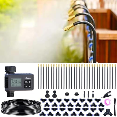 360° Adjustable Drip Irrigation System with 32 Nozzles & Water Timer - size: 100FT