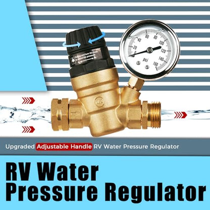 SheeChung RV Water Pressure Regulator, Brass Lead-Free Pressure Regulator