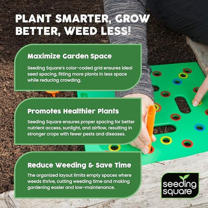 Seed Spacer Tool and Row Seeder Bundle for Raised Beds and Garden Planting. | Color-Coded Layout | Straight Lines | Even Placement | Quick Soil Imprints | Reusable | Beginner Friendly