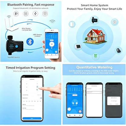 Garden Hose Irrigation Controller, App Controlled Water Timer with Rain Delay, Auto & Manual Watering, Waterproof Outdoor Sprinkler System, Black - color: Black