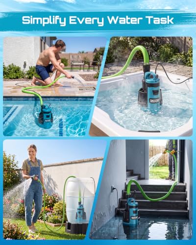 SEESII 1HP 자동 수중 워터 펌프 - 5548 GPH 하이 플로우 - color: 오션 블루.