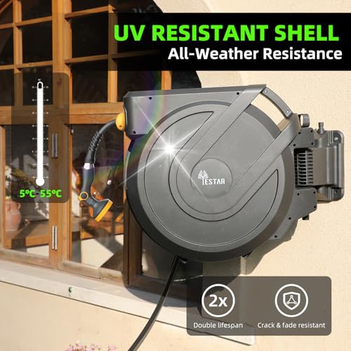 Retractable Garden Hose Reel 1/2 in x100 ft, Wall Mounted Hose Reel - size: 1/2"x100 ft