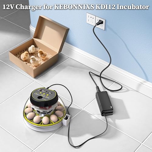 12V Charger for KEBONNIXS KDI-12 KDI12 Egg Incubator Automatic Egg Turner