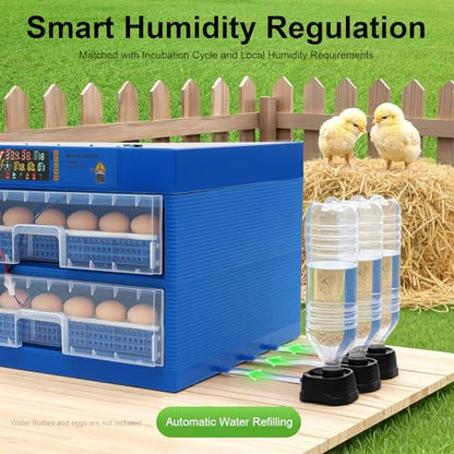 128 Eggs Incubator, Fully Automatic Egg Hatcher with LED Display & Automatic Egg Turning, Digital Poultry Hatcher for Chicken, Duck, Goose, Quail, Peacock Eggs (128) - size: 128